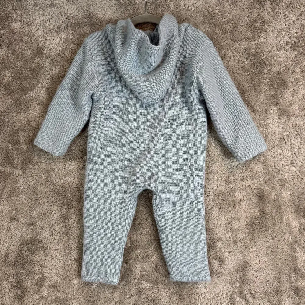Mebi Baby Seed Stitch Knit Pram Suit Romper Hood One Piece Sweater 24 Months